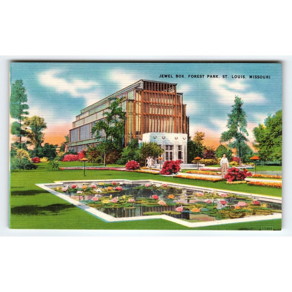 Vintage Linen Postcard Jewel Box Forest Park St. Louis Missouri
